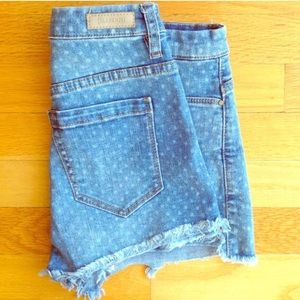 BlankNYC polka dot denim cut off shorts